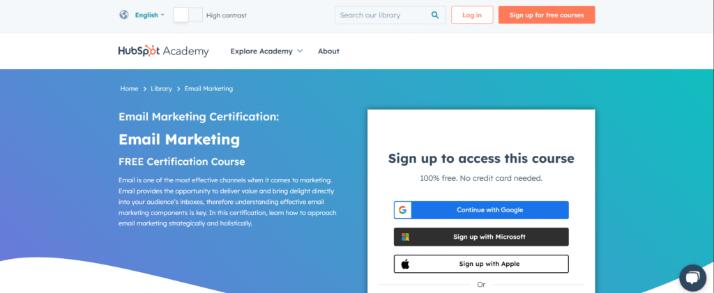 hubspot academy free email marketing cetificate