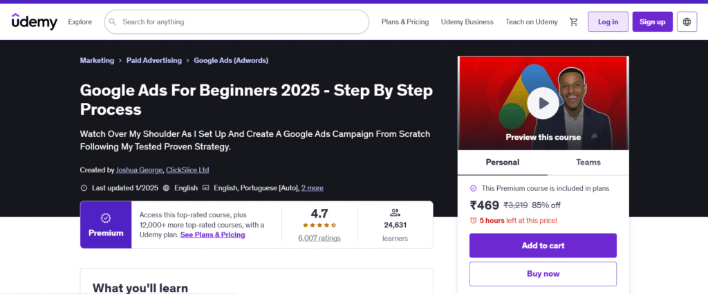 Google Adword for Beginners (Udemy) – by Isaac Rudansky