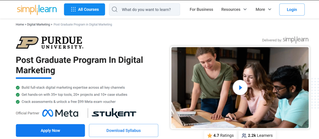 Simplilearn Post Graduate Program in Digital Advertising